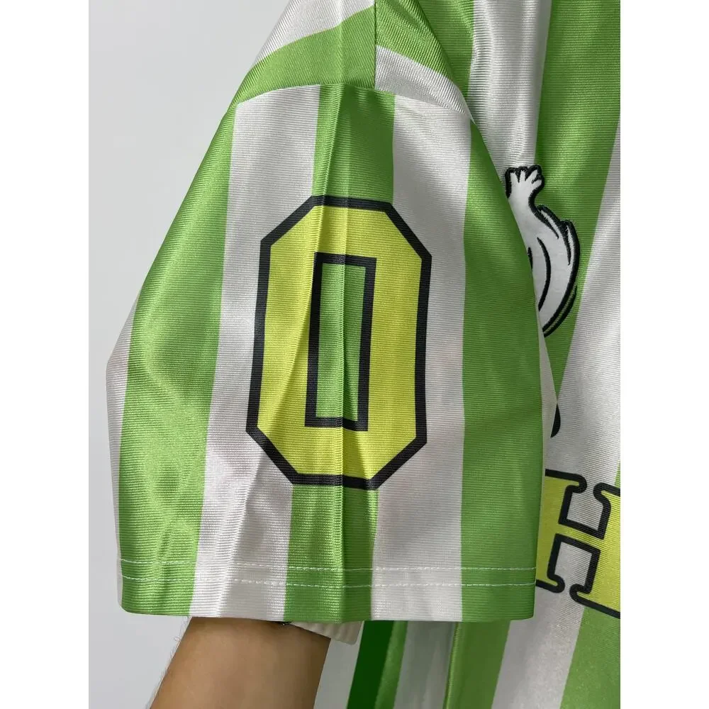 Shrek Soccer Jersey Shirt Mens Large Green White Striped VNeck DreamWorks NEW - Picture 12 of 16